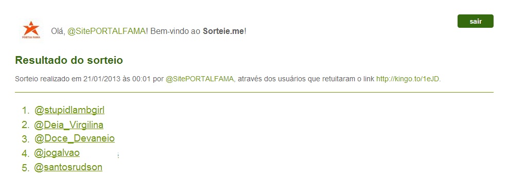 SorteioOULTIMODESAFIOtwitter