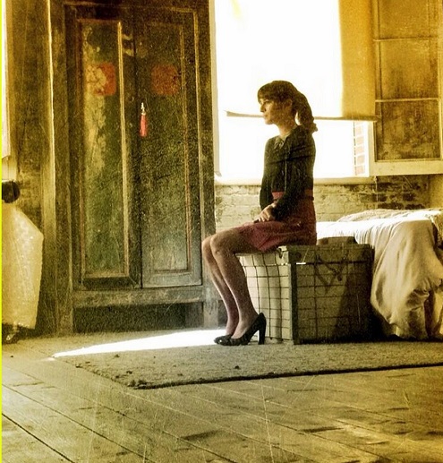 Lea Michele no set de gravação da 5°temporada de Glee. Foto: Reprodução twitter